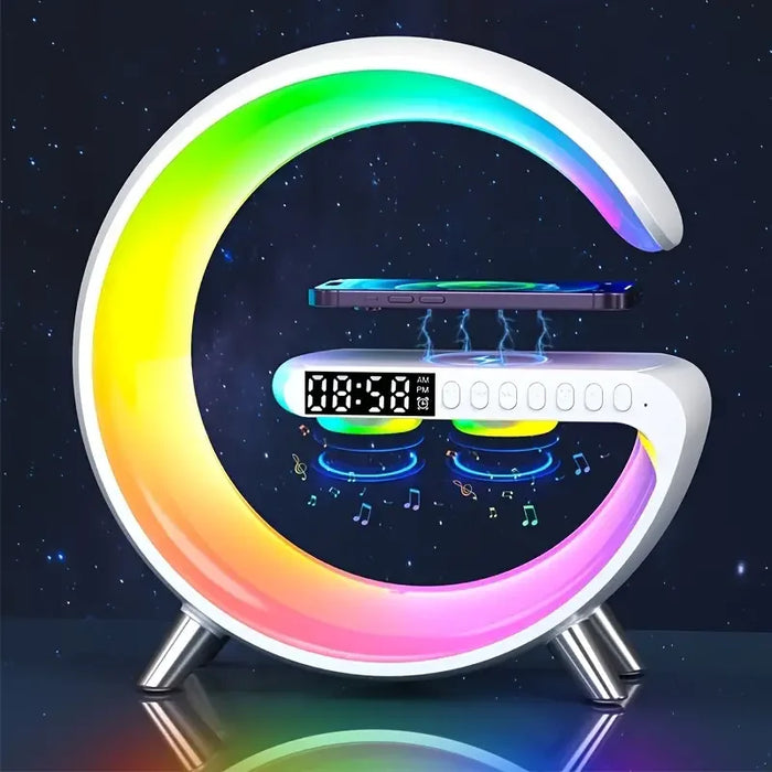 RGB Night Light Lamp Multifunction Alarm Clock TF Blueotooth Speaker 15W Wireless Charger Station Pad for Iphone 15 14 13 12 8