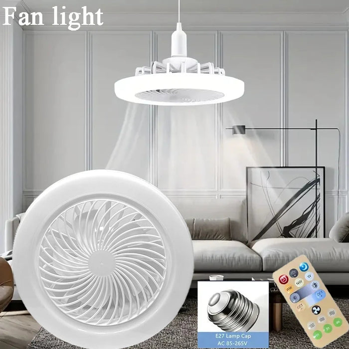 2-In-1 Three-Speed Mode LED Fan Light LED Lamp Bead E27 Screw Fan Light Remote Control Wall Control Bedroom Light Fan Ceiling